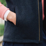 Men's Darzi Hillgate heavyweight midnight blue merino wool gilet - side pocket detail