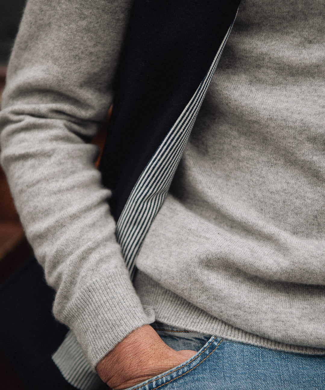 The Nehru - Navy Cashmere Blend