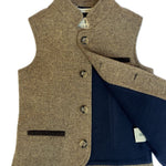 Little Darzi gilet in Camel Brown - open buttons