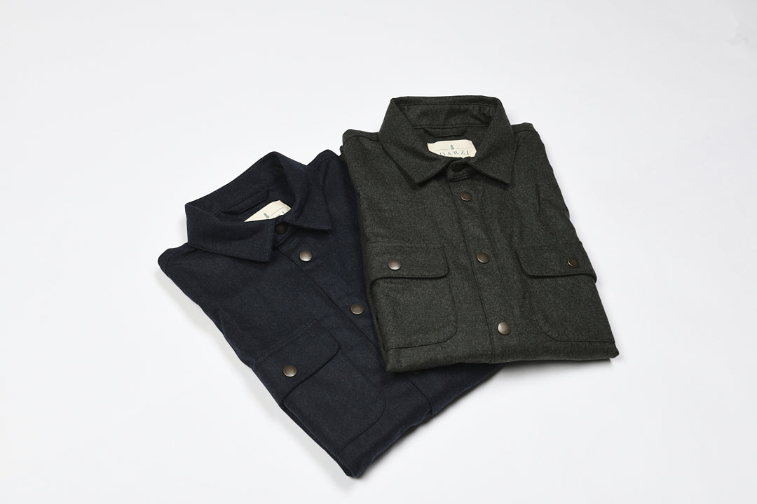 Darzi Wye Overshirt - Navy - Folded